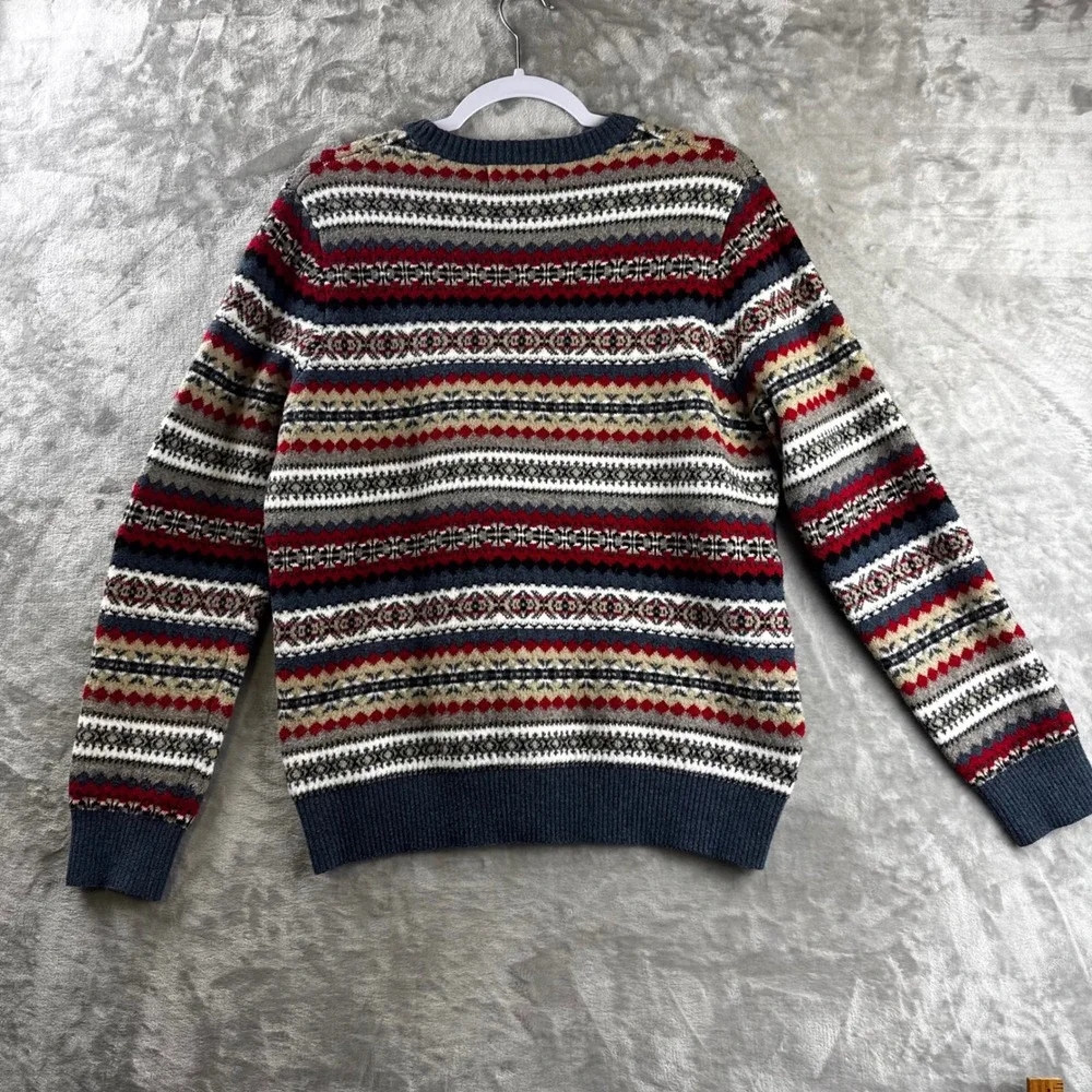 Old Navy SoSoft Sweater Mens Small Blue Red Gray Fair Isle Crewneck (1877)